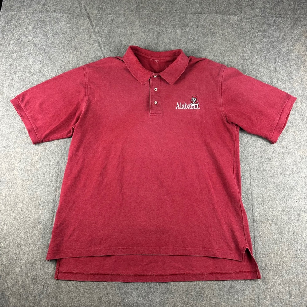 VTG Alabama Crimson Tide Polo Shirt Men XL Red Embroidered Logo 90s Retro Sports - Picture 2 of 5